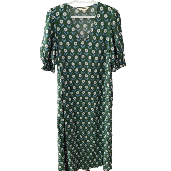 Boden Dresses & Skirts - Boden Dress Women's US 12R Long Green Blue Floral Maxi Viscose Side Pockets